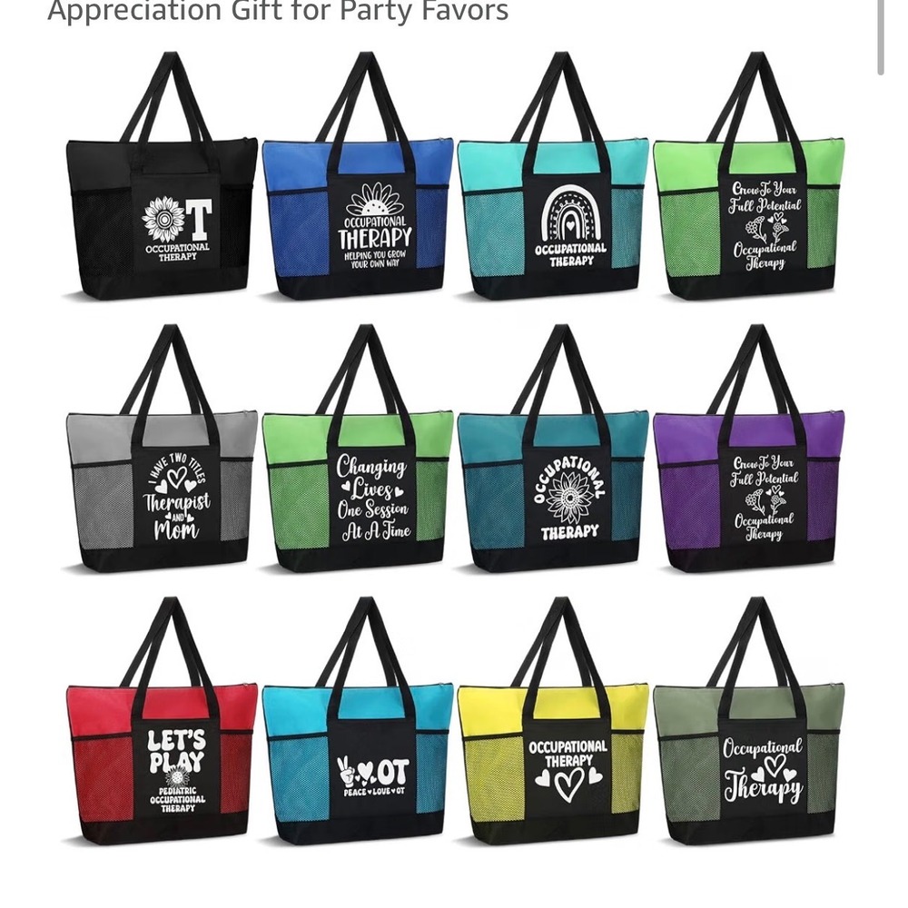 Gilprop 12 Pcs Occupational Therapy Tote Bags Bulk Appreciation Gifts Multicolor